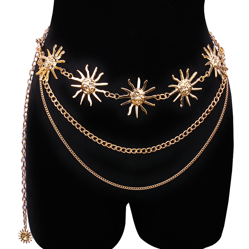Body Jewelry Types - Gruby, wielowarstwowy punkowy gotycki łańcuszek na