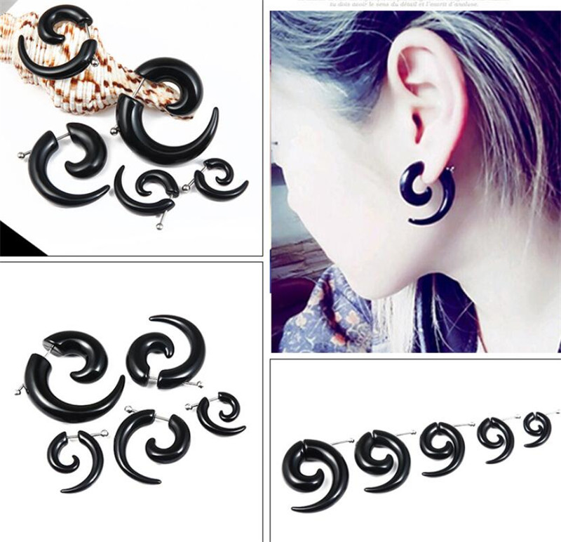 Punk Black Tribal Spiral Earri – Body Jewelry Tunnels recenzja i cena